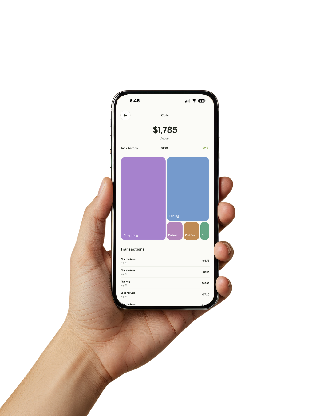 Grove Cuts screen shown on a phone held in hand